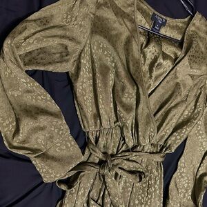 Green ankle length long sleeved dress